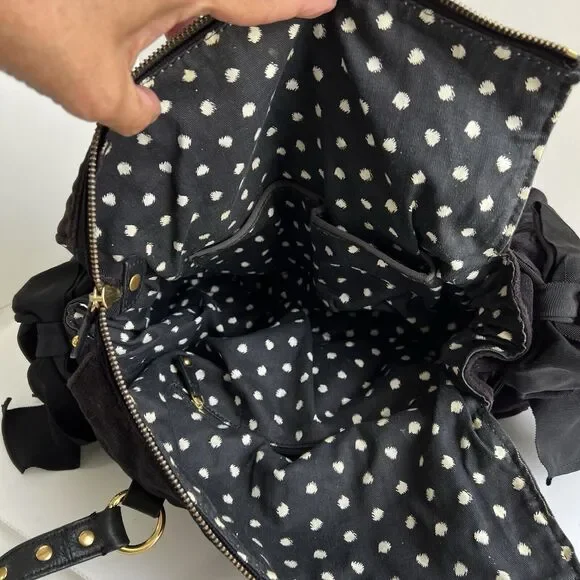 Vintage Juicy Couture Handbag Y2K Black Velour Shoulder Bag Big Rhinestones Bow - Picture 9 of 16